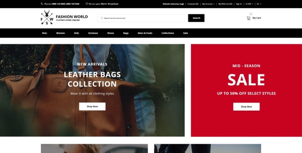 шаблон opencart мира моды