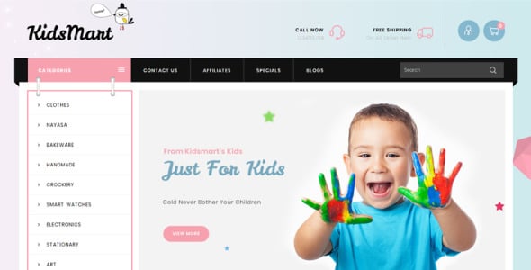 шаблон opencart kids mart shop