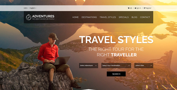 PSD шаблон на тему спорт, природа и путешествия