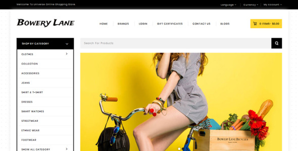 универсальный магазин bowery lane шаблон opencart