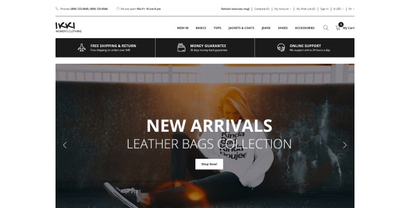шаблон магазина женской одежды opencart