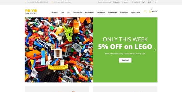 yo toy store шаблон opencart