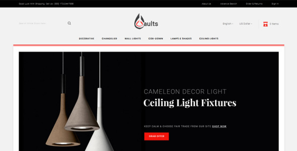 aults lighting store prestashop theme