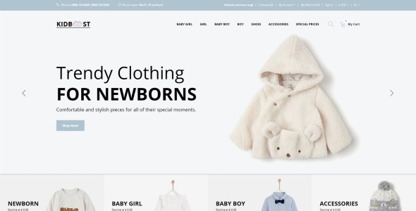 детский модный магазин opencart шаблон