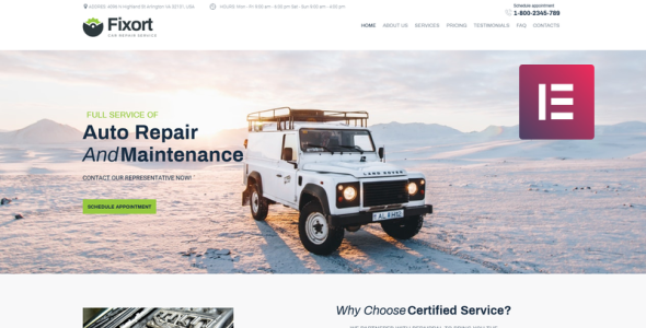 ремонт автомобилей wordpress elementor theme