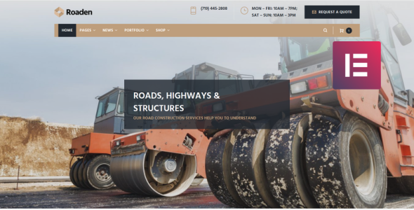 дорожное строительство wordpress elementor theme