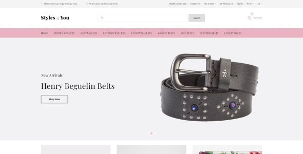 шаблон магазина ремней и кошельков opencart