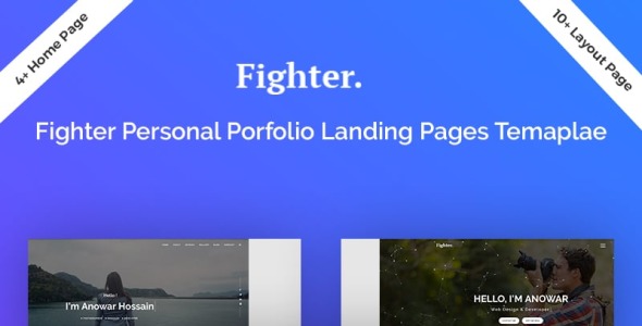 fighter personal portfolio html5 landing page template