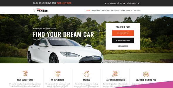 шаблон электронной коммерции автодилера motocms