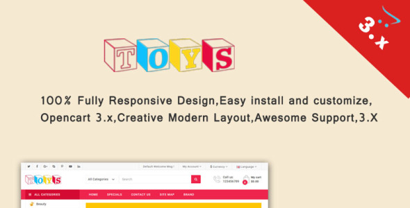 шаблон opencart toys &amp; kids