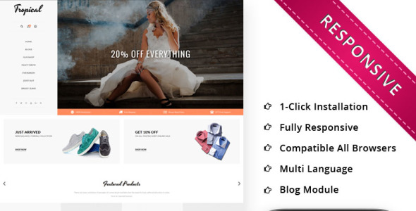 тропический модный магазин отзывчивый шаблон opencart