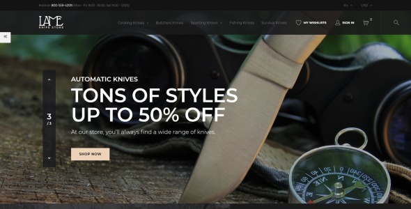 нож магазин prestashop тема