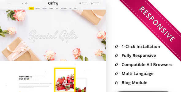 подарочный магазин отзывчивый шаблон opencart