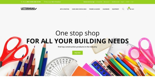 канцелярские принадлежности шаблон opencart