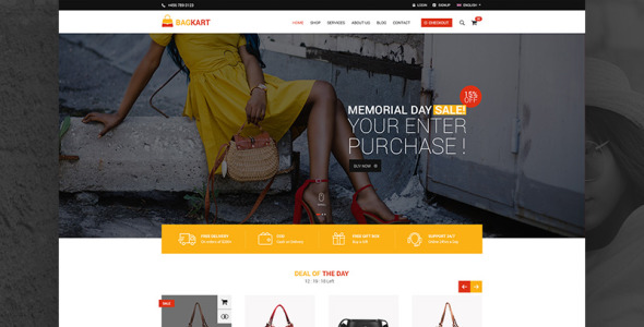 PSD шаблон на тему магазин сумок