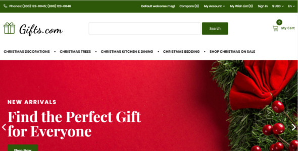шаблон магазина рождественских подарков opencart