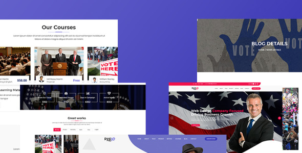 pxeio – политический адаптивный шаблон целевой страницы