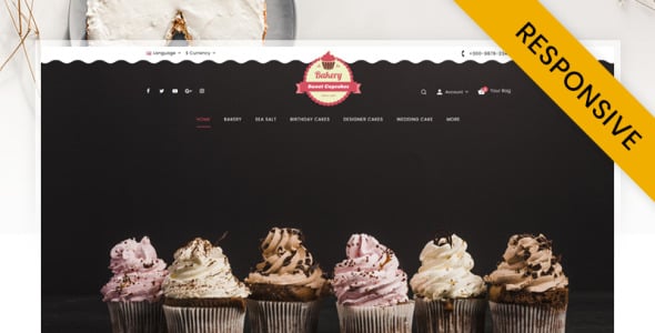 пекарня сладкие кексы магазин opencart шаблон