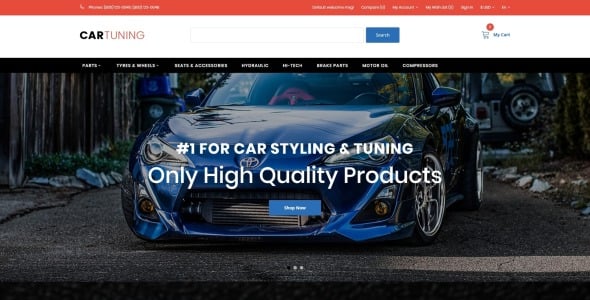 тюнинг автомобилей современный шаблон opencart