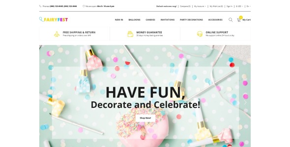 праздничный магазин современный шаблон opencart