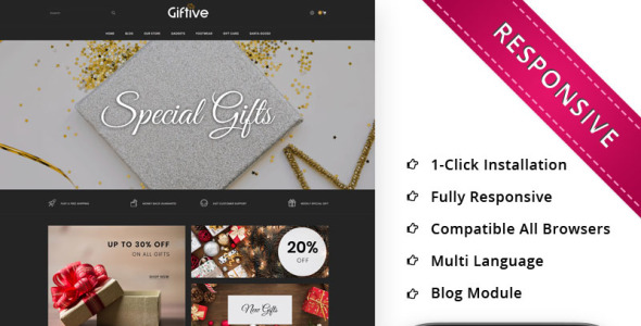 отзывчивый шаблон opencart для магазина подарков