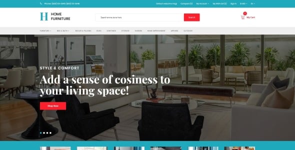 интерьер и мебель минималистичный шаблон opencart