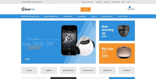 электроника и гаджеты чистый шаблон opencart