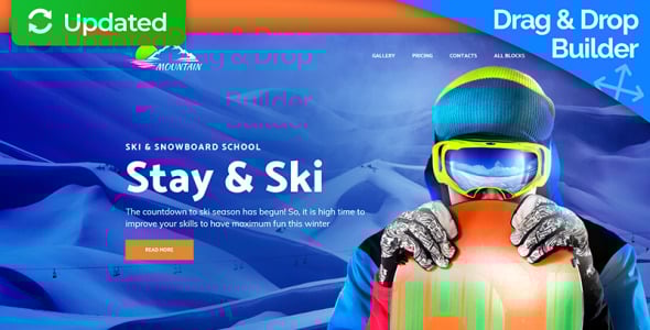 шаблон целевой страницы школы сноуборда