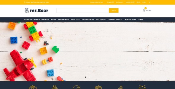 игрушки мультивалютный яркий шаблон opencart