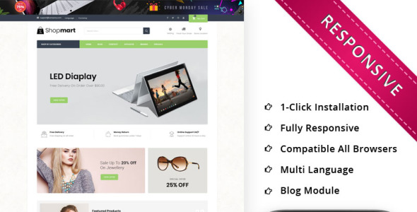 мега магазин отзывчивый шаблон opencart