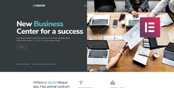 бизнес одна страница классическая тема wordpress elementor