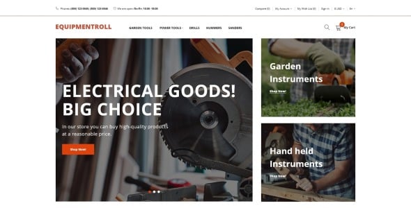 инструменты отзывчивый простой шаблон opencart