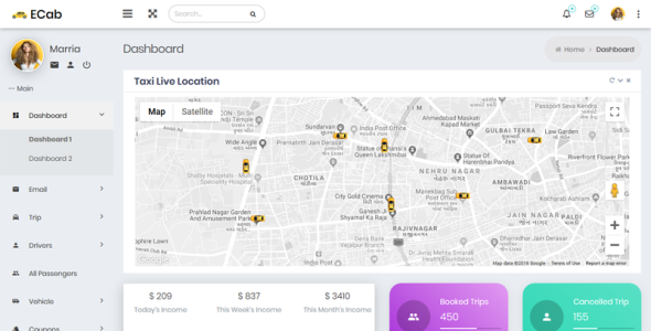 taxi admin bootstrap 4 material admin template