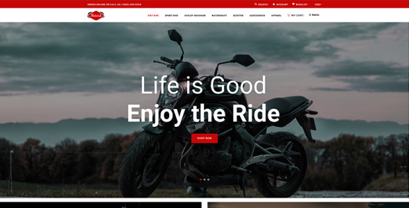 автомобили и мотоциклы современная тема shopify