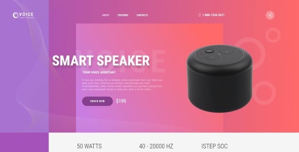 smart speaker one page creative html landing page template