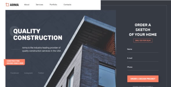 построение одной страницы чистый html шаблон целевой страницы
