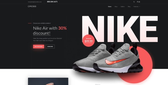 магазин спортивной и повседневной обуви elementor woocommerce theme