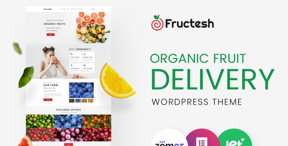 organic fruits delivery многофункциональная современная тема wordpress elementor