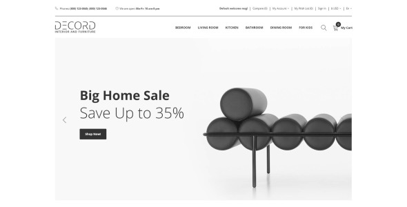 интерьер и мебель магазина чистый шаблон opencart