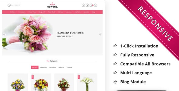 цветочный магазин отзывчивый шаблон opencart
