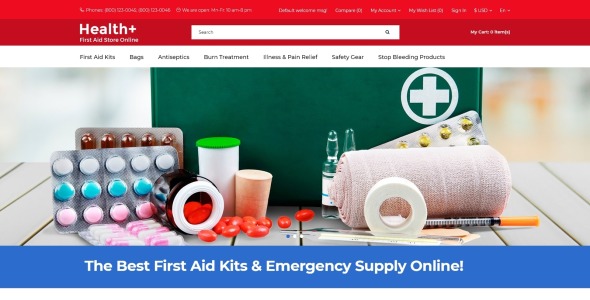 первая помощь интернет-магазин чистый шаблон opencart