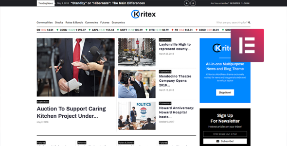 корпоративный новостной блог современная тема wordpress elementor