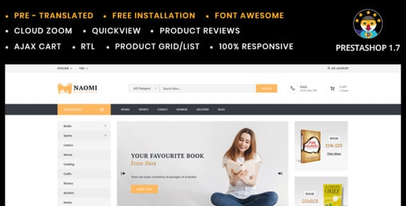 книжный магазин prestashop тема