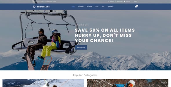 лыжный интернет-магазин clean shopify theme