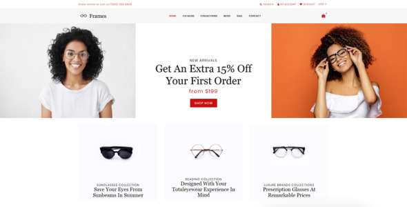 очки магазин чистый shopify тема