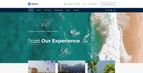 туристическое агентство clean bootstrap html landing page template