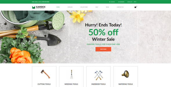 садоводство чистая тема shopify