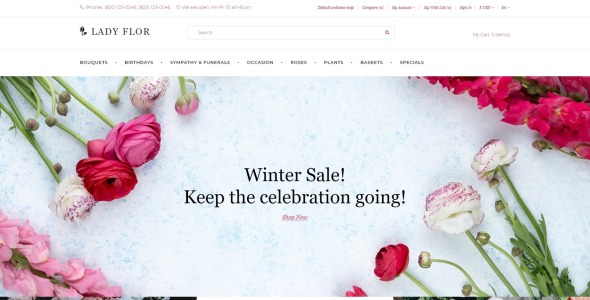 цветочный магазин многостраничный креативный шаблон opencart