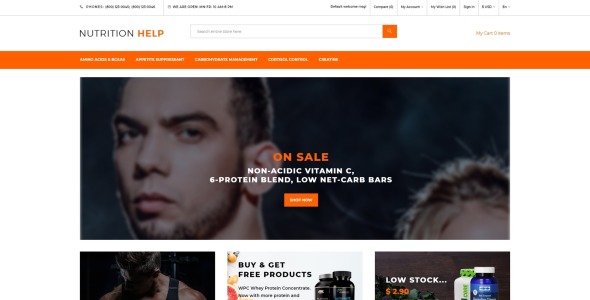 магазин спортивного питания clean opencart шаблон