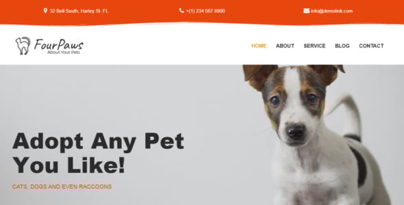 pet services многофункциональная классическая тема wordpress elementor